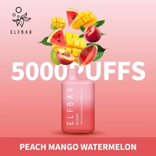 ELF BAR BC5000: Ultimate 5000 Puff VapeFLAVOR ::: Peace Mango Watermelon