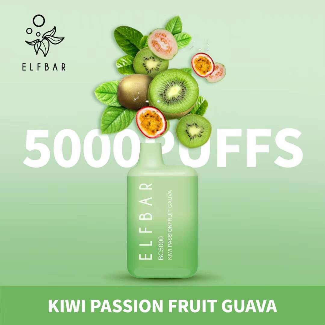 ELF BAR BC5000: Ultimate 5000 Puff VapeFLAVOR ::: Kiwi Fashion Fruits Guava