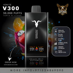 Ignite V300 disposable vape 30,000 puffs smart screen display Dubai