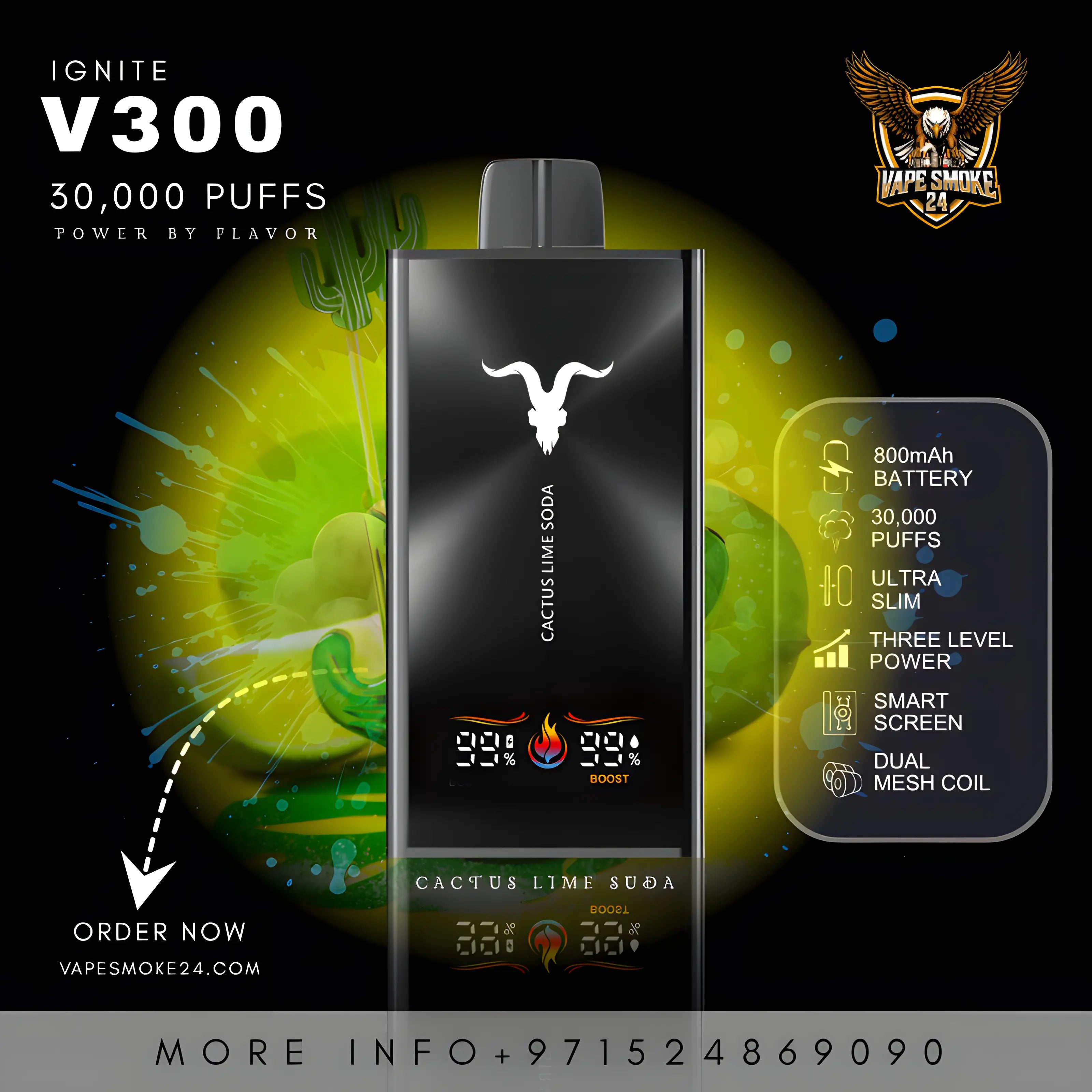 Ignite V300 disposable vape packaging Vape Smoke 24 Dubai UAE