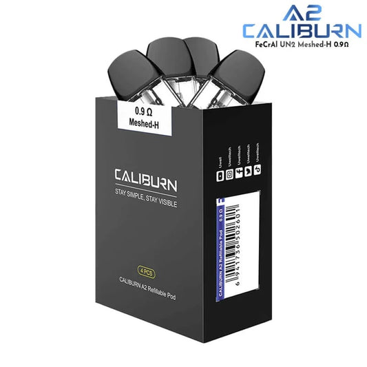 Uwell Caliburn A2 Refillable Meshed 0.9 Ohm Pod Cartridges (4-Pack Box)